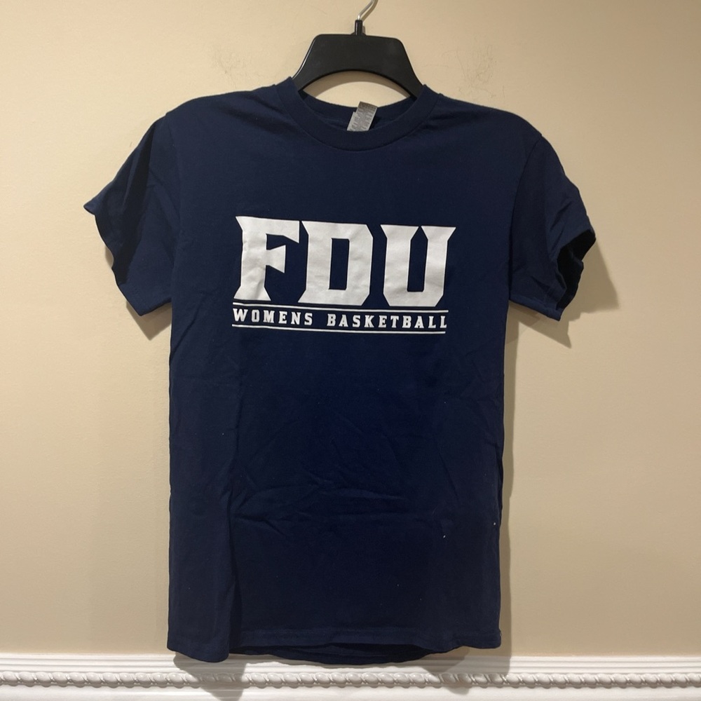 Mens Navy & White FDU Knights Basketball T-Shirt